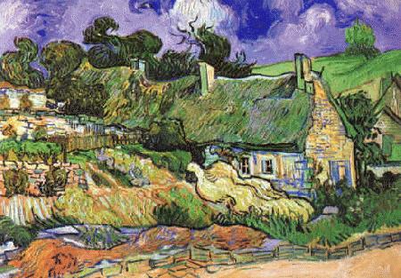 Vincent Van Gogh Thatched Cottages at Cordeville Spain oil painting art